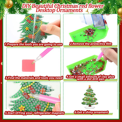 DoubleFill 9 Pcs Luminous Christmas Diamond Painting Tabletop Decor Double Sided Xmas Diamond Art Kits for Adults Glow in the Dark Christmas Centerpieces for Table Desktop DIY Crafts