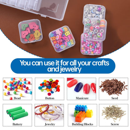 62Pcs Small Bead Organizer Box with Lids - 60Pcs Plastic Mini Bead Organizer Containers Box and 2Pcs Large Craft Storage Boxes for Jewelry Suppliess Nails, Bracelets,Diamonds, Clay Beads, Screws