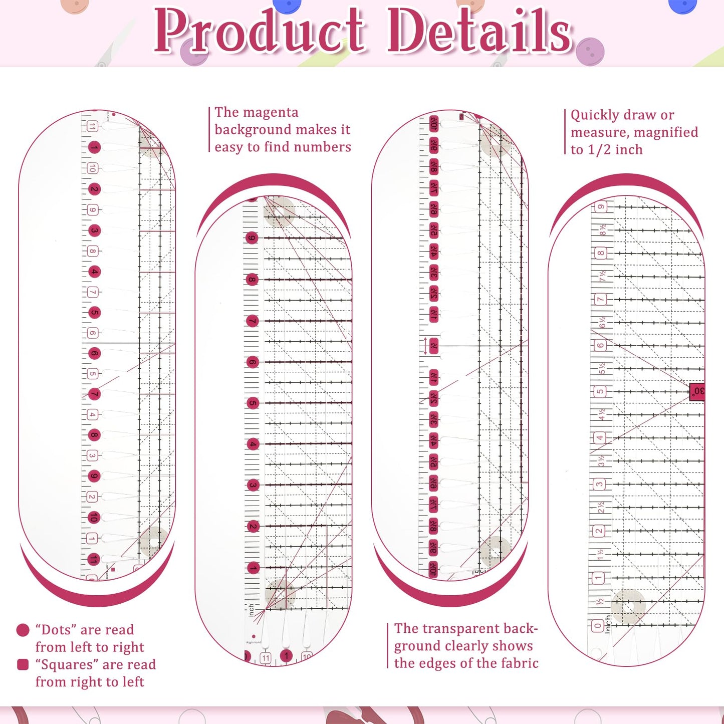 11.5" x 10.5" Quilting Ruler for Precise Fabric Cutting, Slotted Sewing Quilt Strip Rulers, Square Clear Mark Plastic Quilting Ruler, Crafts Template Rulers for Accurate Measurement and Easy Cutting