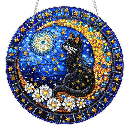 AIRDEA Hanging Diamond Painting Kits for Adults,Special Shaped Tabletop Diamond Art Kits for Beginner,Gem Art Desktop Decor (Balck Blue Golden)