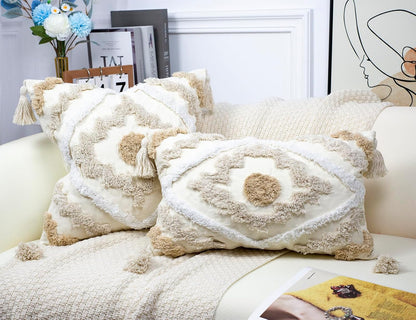 22 22,Modern NUYECY Decorative Farmhouse Throw Pillow Covers x Neutral Couch Pillow Cover,Cotton Checked Pattern Boho