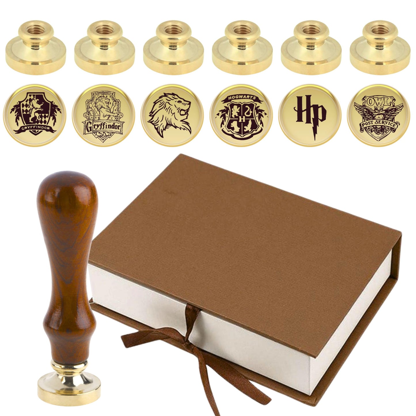 Pack of 6 Wax Seal Stamps – Wooden Hilt and Wax Seal Stamp Harry Potter 6PCS 1PCS Harry Potter Sealing Heads Set Vintage Prints Kit for Envelope Postcard Invitation Letters Gifts