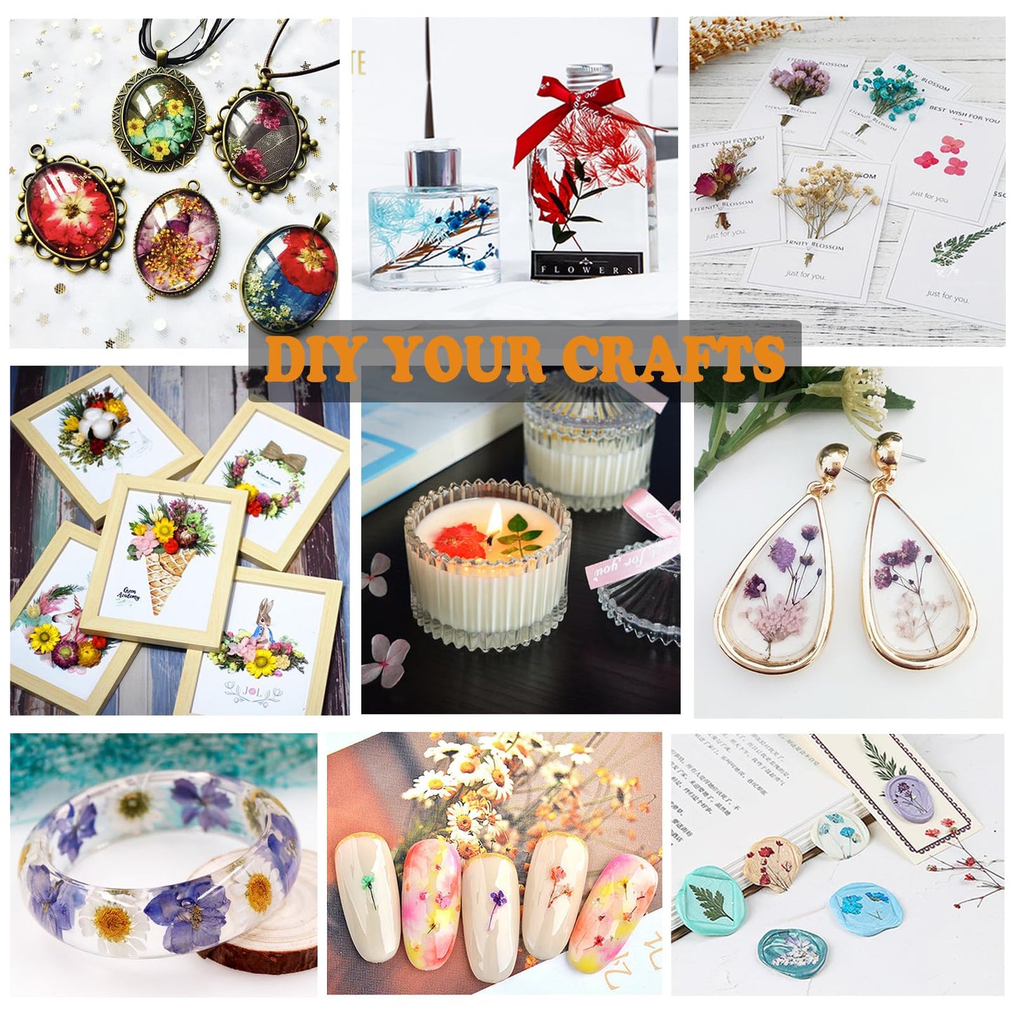 LUCISKY 99Pcs Pressed Dried Flowers and Butterfly for Resin Molds, Assorted Real Natural Flowers Leaves Stickers for DIY Art Nail Crafts, Jewelry, Candle, Soap Crafts Making