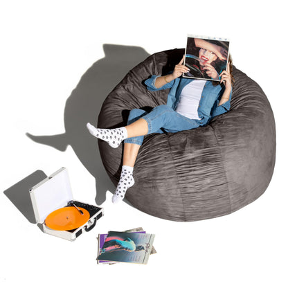 Jaxx 6 Foot Cocoon - 2-in-1 Convertible Bean Bag Bed & Large Bean Bag Chair for Adults, Charcoal