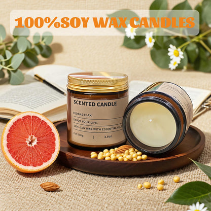 6 Pack Scented Candles Gifts for Women,3.5 Oz Amber Candles Set, 150 Hours Long Burning Soy Wax Candles Jar Aromatherapy Candles for Stress Relief, Birthdays, Weddings, Christmas Gifts, Yoga, Bath