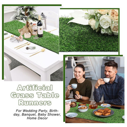 Artificial Grass Table Runners-13 x 36 Inches Faux Grass Table Runner for Golf Themed Party,Synthetic Turf Table Runner for Wedding Party, Birthday, Banquet, Baby Shower, Home Decor