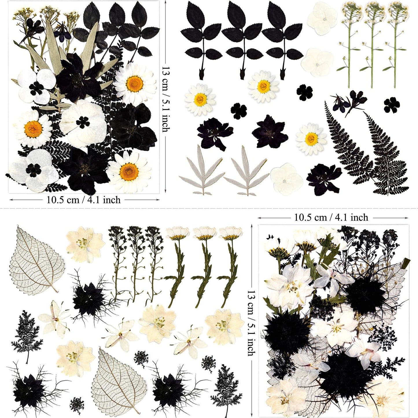 MIKIYA 90Pcs Black Pressed Dried Flowers for Resin Molds, Real Natural Bulk Dry Floral Leave for DIY Art Crafts, Epoxy Jewelry, Candle, Soap Making, Nails Decors Gifts