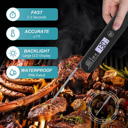 Ultrean Instant Read Meat Thermometer for Grill and Cooking, 3 Seconds Fast Digital Food Thermometer with Backlight