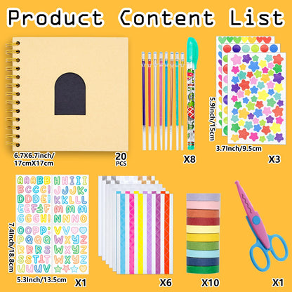 Kid Scrapbook DIY Photo Album Hard Cover Scrapbook Kit for Kids Instant Camera Print Paper with DIY Accessories (Brown)