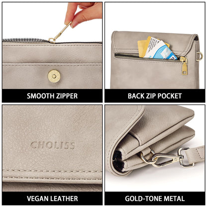 CHOLISS Small Crossbody Bags for Women, Vegan Leather Cell Phone Purse, Mini Travel Purse with Adjustable Strap