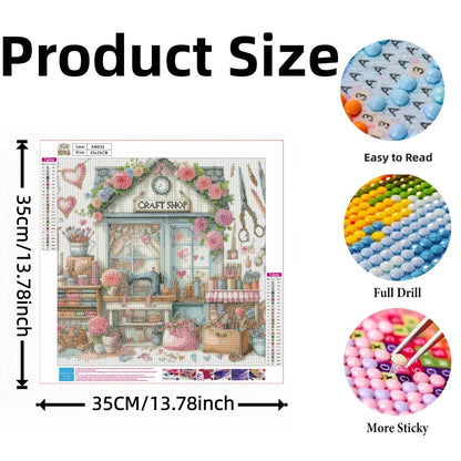 Diamond Painting Kits for Adults, 4 Pack Different Shops 5D Diamond Art Painting for Beginners, Full Drill Round DIY Gem Painting, Diamond Dot Gem Art Painting Kits for Home Art Decor, 13.8X13.8 inch