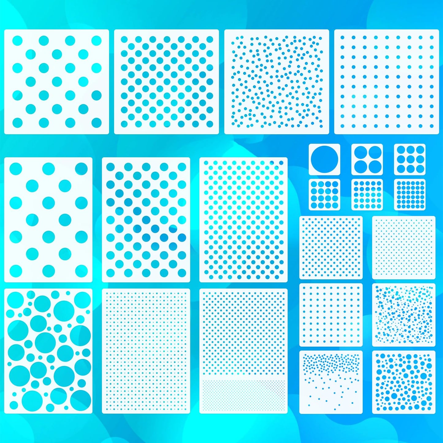 22 Pcs Dot Stencils Set Reusable Polka Dot Templates Mixed Size Round Circle Stencils for Painting on Wall Wood Pillow Furniture Card Scrapbook Making DIY Crafts