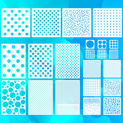 22 Pcs Dot Stencils Set Reusable Polka Dot Templates Mixed Size Round Circle Stencils for Painting on Wall Wood Pillow Furniture Card Scrapbook Making DIY Crafts