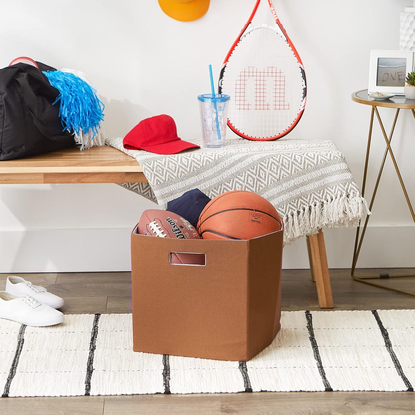 13x13x13, DII Collapsible Polyester Storage Cube, Solid, Lightweight and Durable, Large Square, Cinnamon