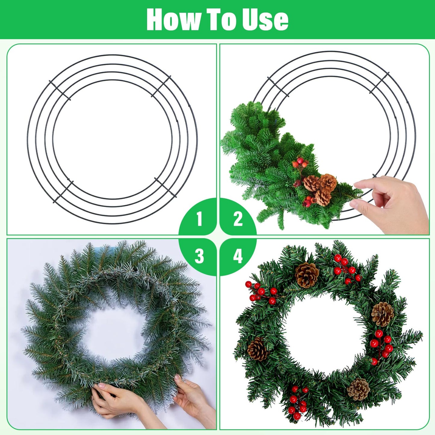 12PCS 10 Inch Metal Wire Wreath Frame, Round Steel Form for Christmas Crafts Floral Decorations Home Garden Wedding Party