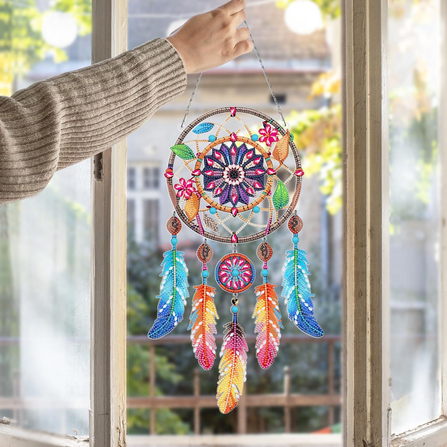 Sunovate DIY Dream Catchers Diamond Painting Kit - Handmade Craft for Boho Decor, Symbol of Good Dreams & Positive Energy, All-Inclusive Crafts for Adults (Vibrant)
