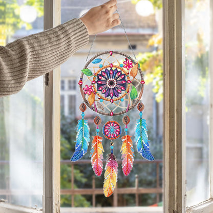 Sunovate DIY Dream Catchers Diamond Painting Kit - Handmade Craft for Boho Decor, Symbol of Good Dreams & Positive Energy, All-Inclusive Crafts for Adults (Vibrant)
