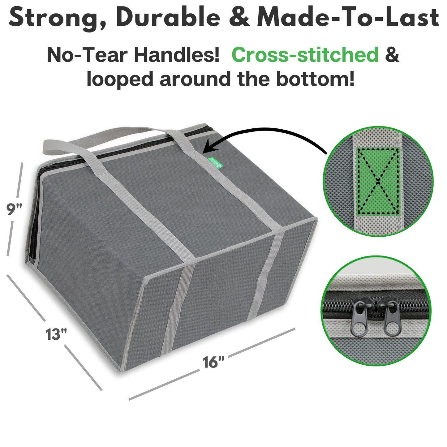 XL Insulated Reusable Grocery Bags (2-Pack) - Premium Quality Cooler Bags with Hard Bottom Insert - Stands Upright, Machine Washable, Sturdy Zipper - Insulated Bag for Warm or Cold Food Delivery Bag