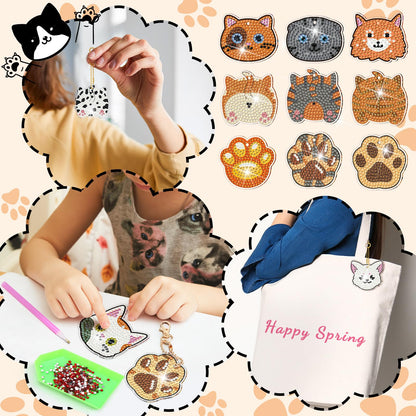 Huquary 60 Pcs Cat Dog Diamond Painting Keychain Animal Diamond Painting Keychain Kits for Aldults Double Sided 5d Rhinestones Hanging Key Chains Ornaments for Beginners DIY Crafts Party
