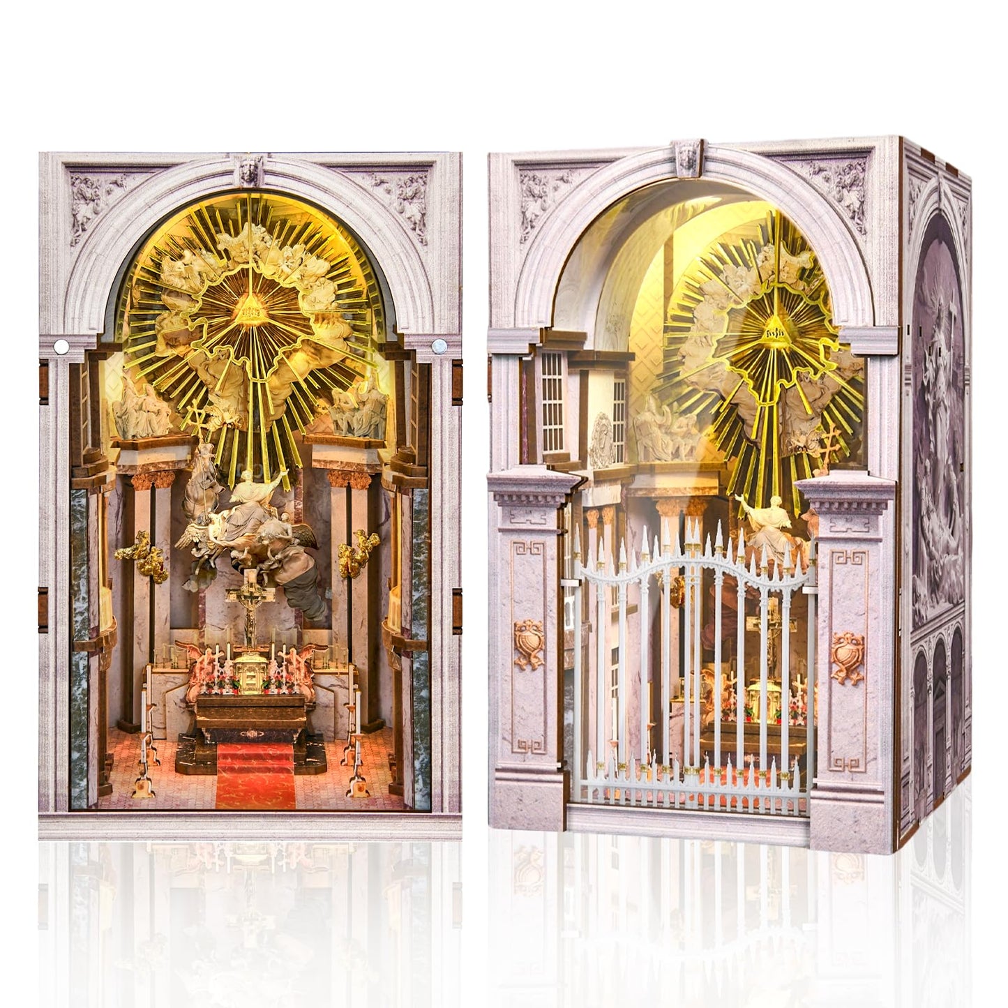 MiniCity Book Nook Kit - DIY Miniature House Dollhouse Kit for Adults and Teens, Booknook Tiny House Bookshelf 3D Wooden Puzzle, Gifts for Family (St. Charles Church)