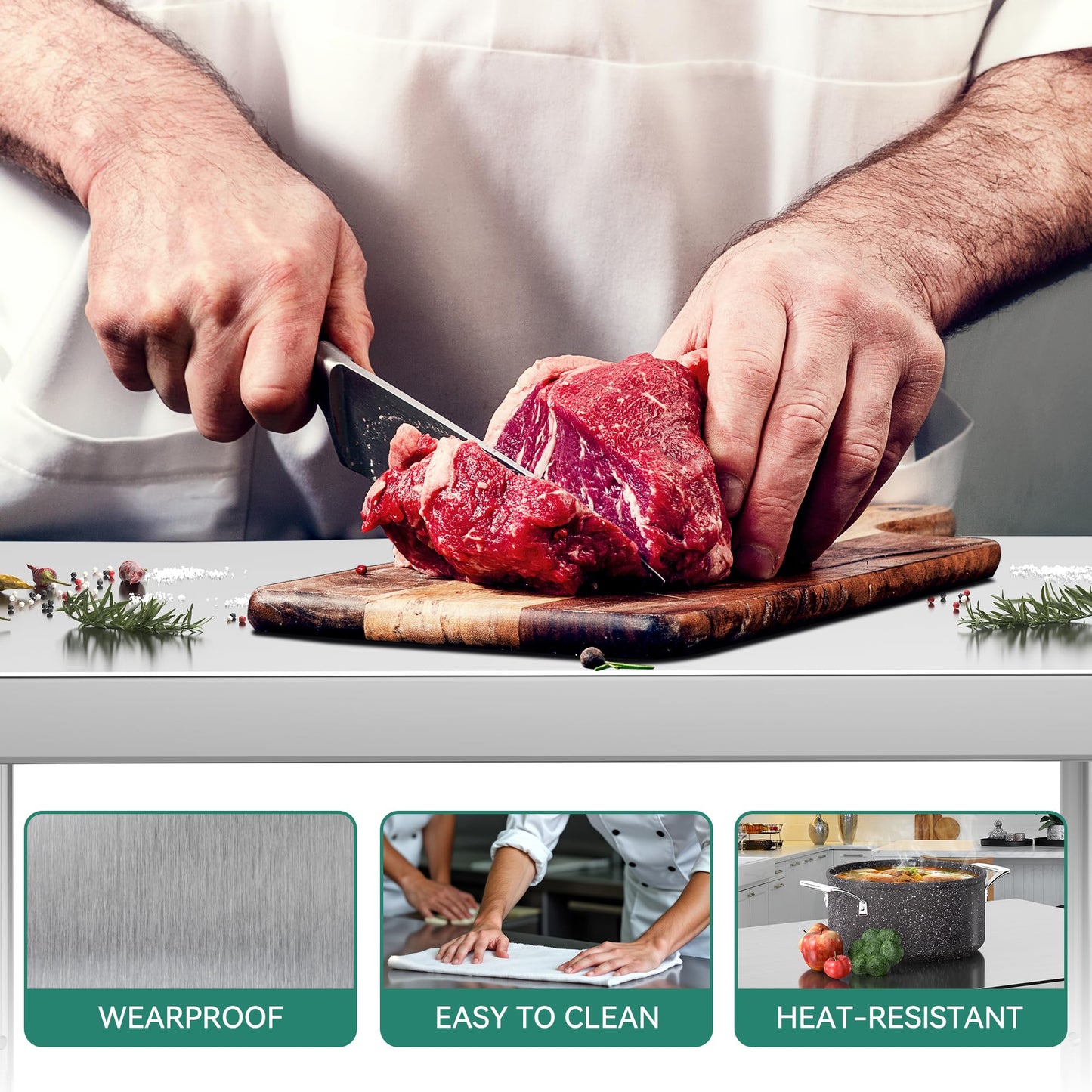 YITAHOME 72"x24" Stainless Steel Work Table with 3 Drawers & Upper Shelf, NSF-Certified Commercial Metal Table with 72"x12" Overshelf, Utility Prep Station