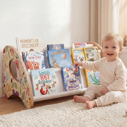 4-Tier 28.7 15.7 13.6 Kids Bookshelf - Montessori Book Shelf for Kids Rooms, Easy Installation, Eco-Friendly Wooden