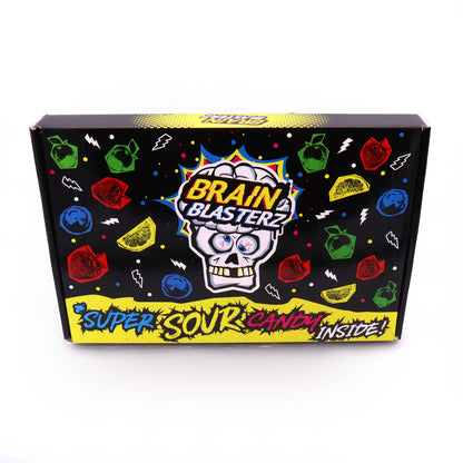 Brain Blasterz TREAT Sour Candy Variety Pack, Vegan Candy, Sour Chew Bar, Halal Candy, Sour Candy Gift Box w/ 15 pcs (13oz), Unique Candy Variety Pack, Lollipop, Sour Powder, Taffy, Halloween Candy