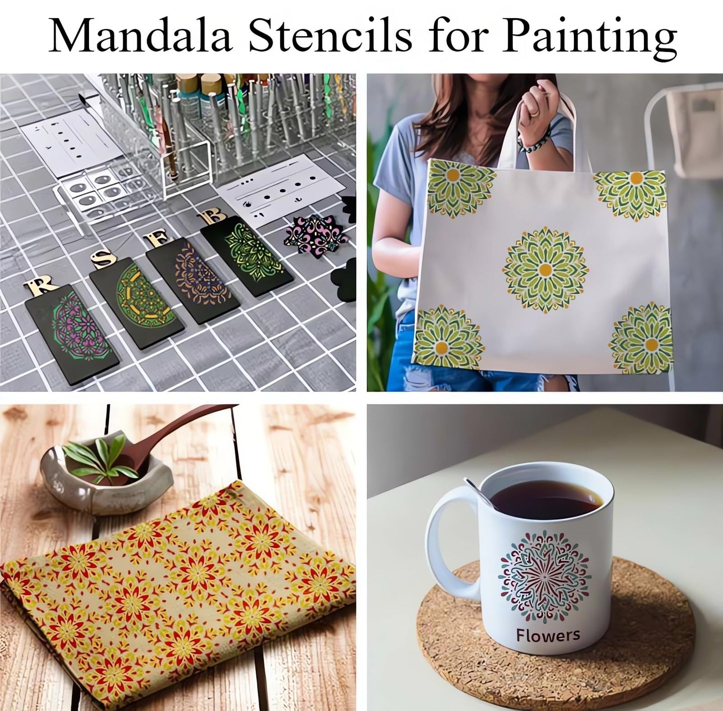 Mandala Stencils for Painting, 64PCS 4.7x4.7 Rangoli Stencils for Crafts & Home Decor