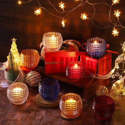 TkoYuHm 2 Pack Crystal Clear Glass Votive Candle Holders for Home Decor Round Bubble Tea Light Holder for Valentine’s Day Table Centerpiece Wedding