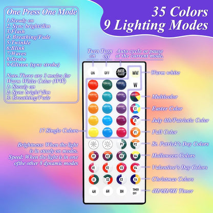 200 35 66FT 4th LED Christmas Lights Color Changing, Colors of July String Lights with Remote Timer, Connectable