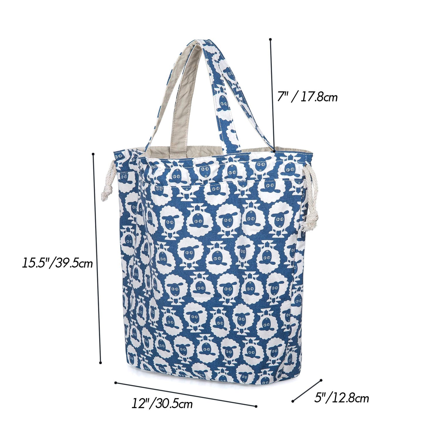 Teamoy Knitting Tote Bag with Drawstring Closure, Portable Yarn Storage Bag for Knitting Needles, Yarn Skein and Crochet Supplies, Sheep (Bag Only)