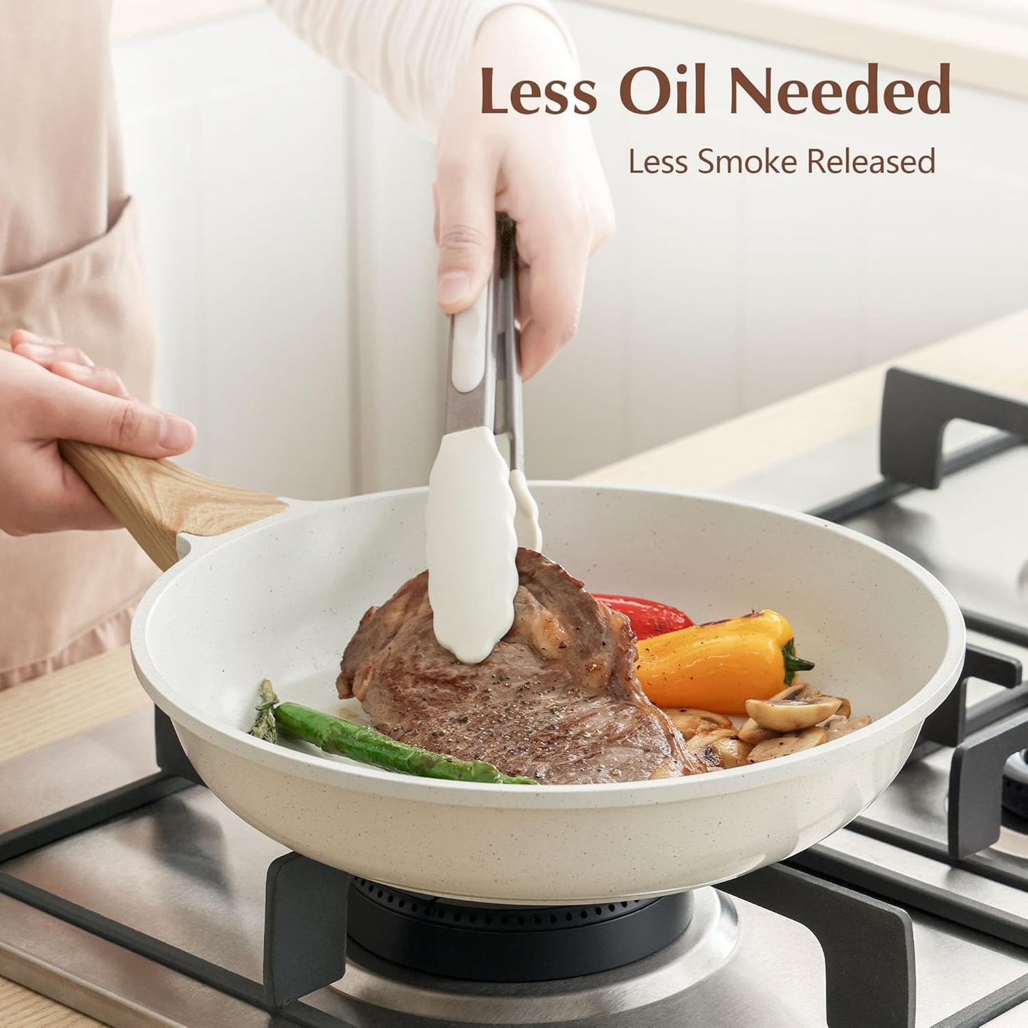 SENSARTE Nonstick Ceramic Frying Pan - Induction Compatible Chef's Skillet with Lid | 8-12.5 Inch Sizes, PFAS-Free