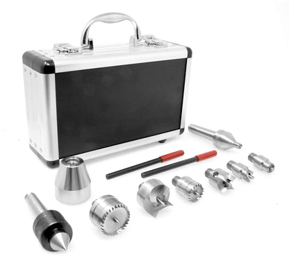 WEN LA0009 9-Piece MT2 Wood Lathe Drive and Live Center Kit with Aluminum Case