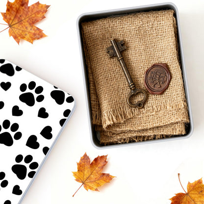 VOGDMKJG Large Metal Tins Box-7.1” x4.7”x2“ Rectangular Empty Storage Box With Lid Decorative Organizer Storage Tin Case For Office/Cookie/Candy/Jewelry/Photo/Letter Black Dog Paw