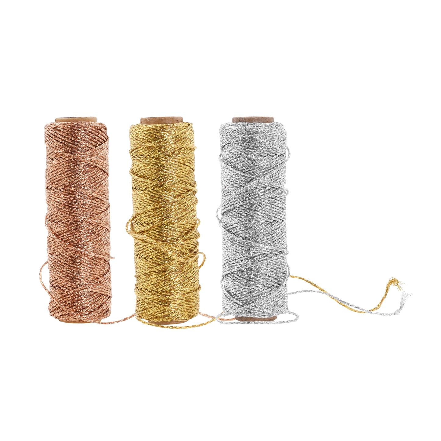 Mandala Crafts Gold Silver Rose Gold String for Gift Wrapping – 55 X 3 Yards 1mm Thin Metallic Bakers Twine for Crafts, Packaging, Party Favors, and DIY Decorations