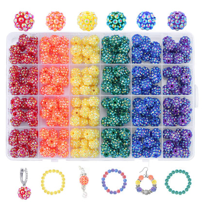novani 240pcs 10mm Rainbow Rhinestone Beads for Jewelry Making, Resin & Clay Material, Round Shape, Loose Beads