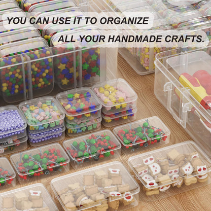 Bead Organizer Box, 84 Pcs Small Plastic Containers with Lids, 4-Tier Stackable Storage Box, Clear Organizers for Jewelry Toys Craft Storage