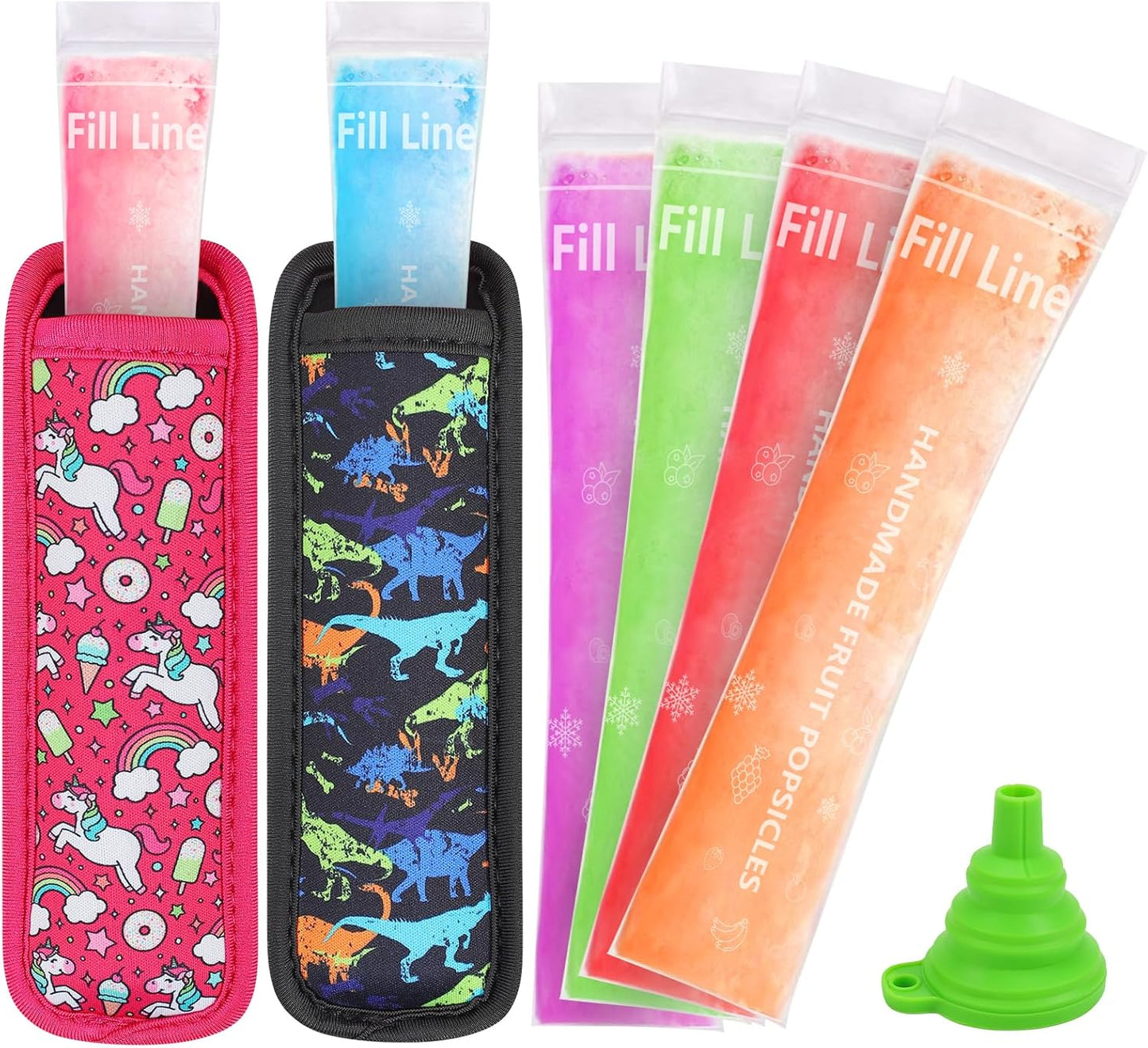 Amintiri 50 2 (Multicolor-1) Disposable Ice Popsicle Mold Bag Popsicle Holder, Freezer Tubes with Dual Zip Seals