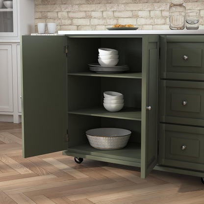 Homestyles Mobile Kitchen Island Cart with Stainless Steel Top, Sage Green