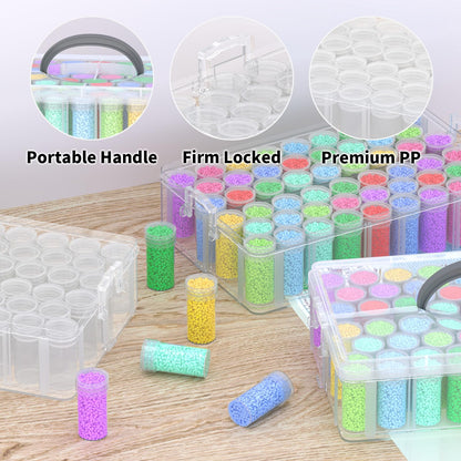 VANSUNS 3-Tier Diamond Painting Storage Box,156 Slot Diamond Art Storage，Suitable for Pills, Seed, DIY Diamond Art Storage Containers
