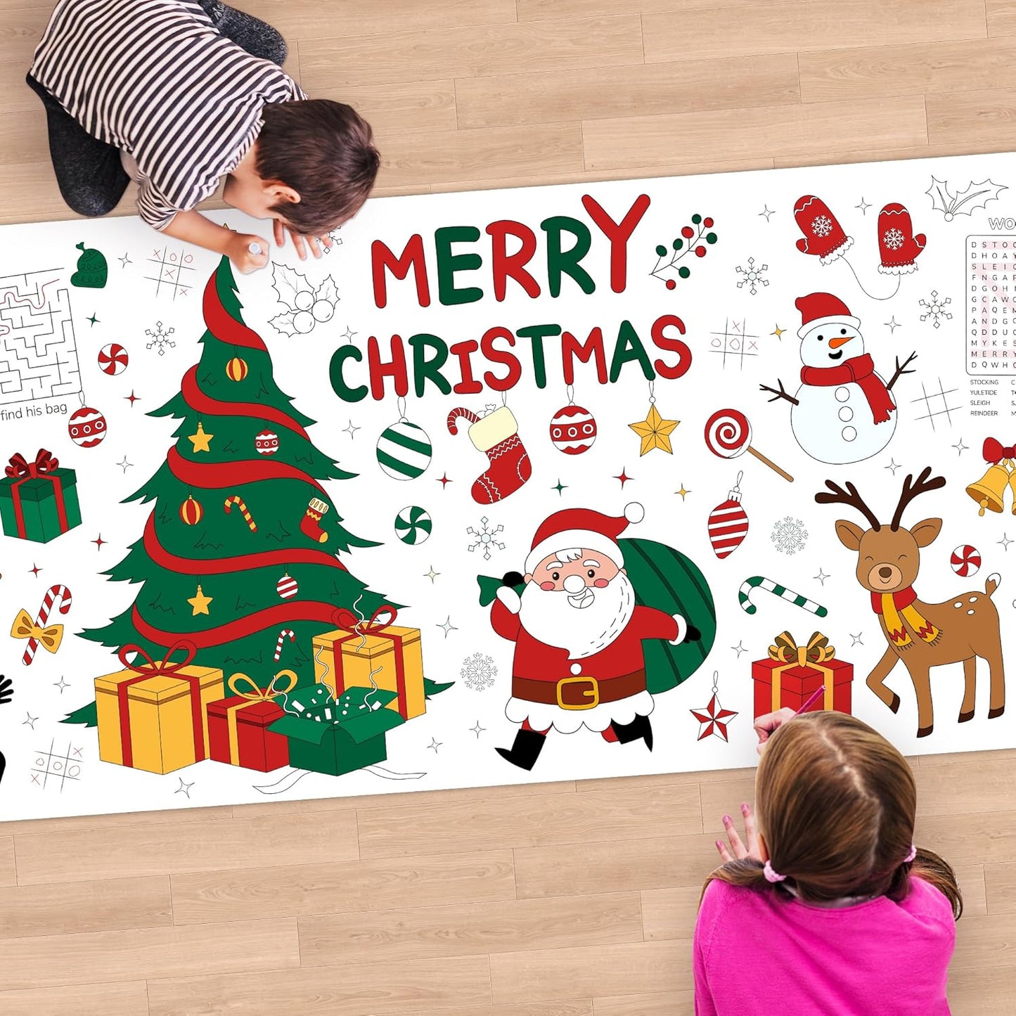 1 Pack Kids,30 72 Inch Childom Christmas Coloring Tablecloth for Kids,Christmas Crafts for x Disposable Paper Table