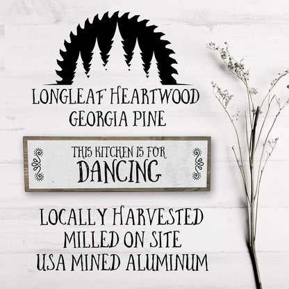 Kitchen Wood Signs, Medium Wood and Metal - This Kitchen Is For Dancing