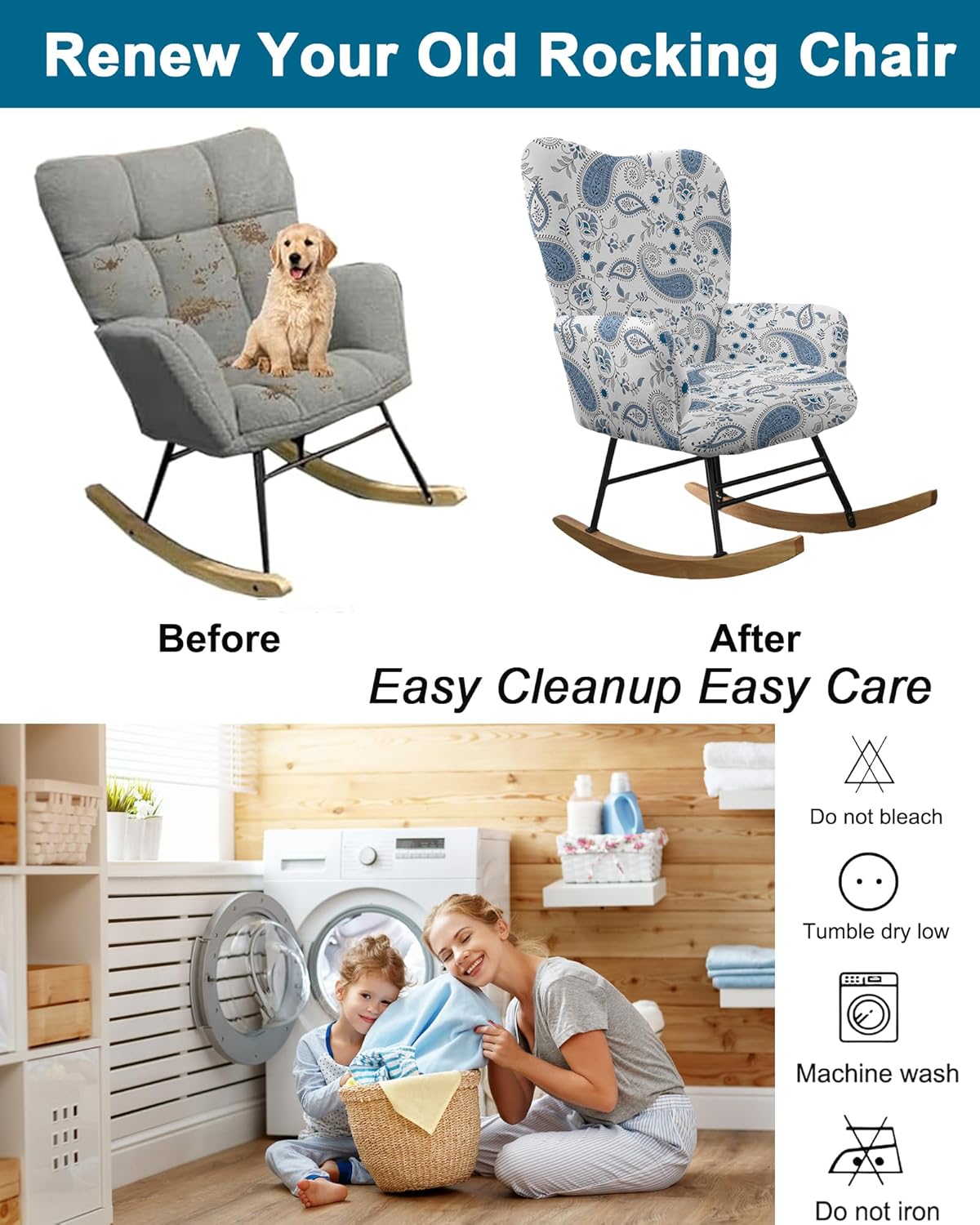 1 Offices,A20 CRFATOP Printed PC Nursery Rocking Chair Recliner Covers Upholstered Glider Rocker Banquet Armchair