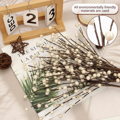 12Pcs NBGV Winter Decorations Artificial Berry Stems White Berry Picks for Christmas Holiday Flower Arrangements Home