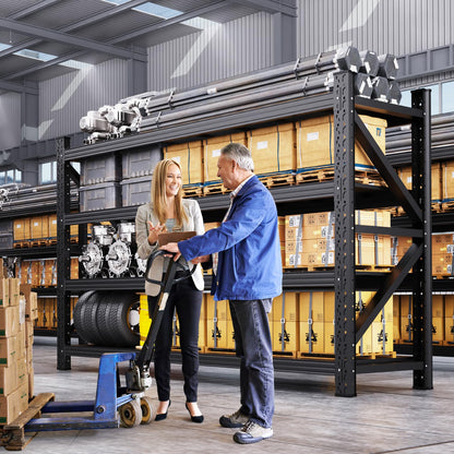 8000LBS Heavy Duty Storage Shelves, 4 Tier Adjustable Garage Shelving Unit, Heavy Duty Metal Shelving for Garage, Basement, Warehouse, Storage Room, Garage Storage Shelves, 79" W x 24" D x 74" H Black