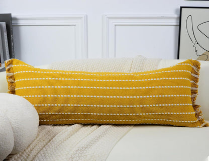 12 36,Clasic Decorative Farmhouse Extra Long Lumbar Throw Pillow Cover x Striped Textured Cotton Boho Long Body Pillow