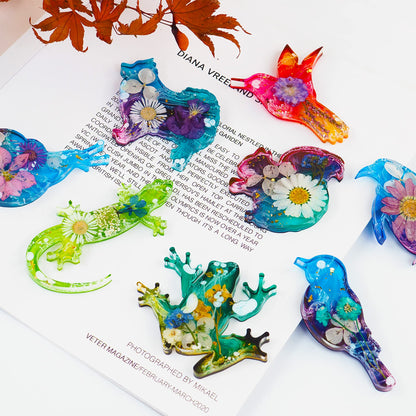 Pulcher Resin Molds, 16 Marine Terrestrial Amphibious Animals Keychain Making Silicone Mold for Epoxy Resin Casting Craft DIY Pendants Ornaments Decoration Gift