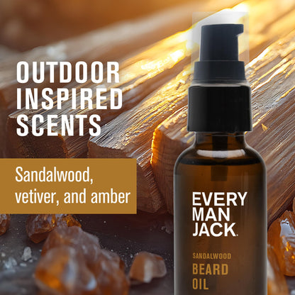 Every Man Jack Men's Beard Oil - Aged Bourbon Fragrance - Deeply Moisturizes and Softens Your Beard and Adds a Natural Shine - Naturally Derived with Shea Butter and Argan Oil - 1 fl oz