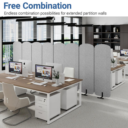 Natwind 5-Panel Office Room Divider, 122.8 x 71 inches Portable Office Partition, Freestanding Folding Privacy Wall for Cubicle & Temporary Indoor Space Separation (Grey)