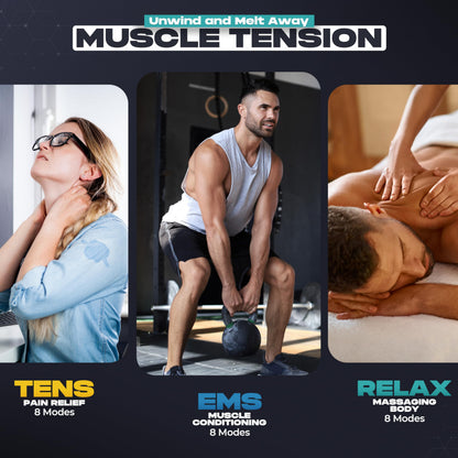 TENS Unit Muscle Stimulator, EMS Massager Machine for Shoulder, Neck, Sciatica and Back Pain Relief, Electronic Pulse Massage Physical Therapy, Silver